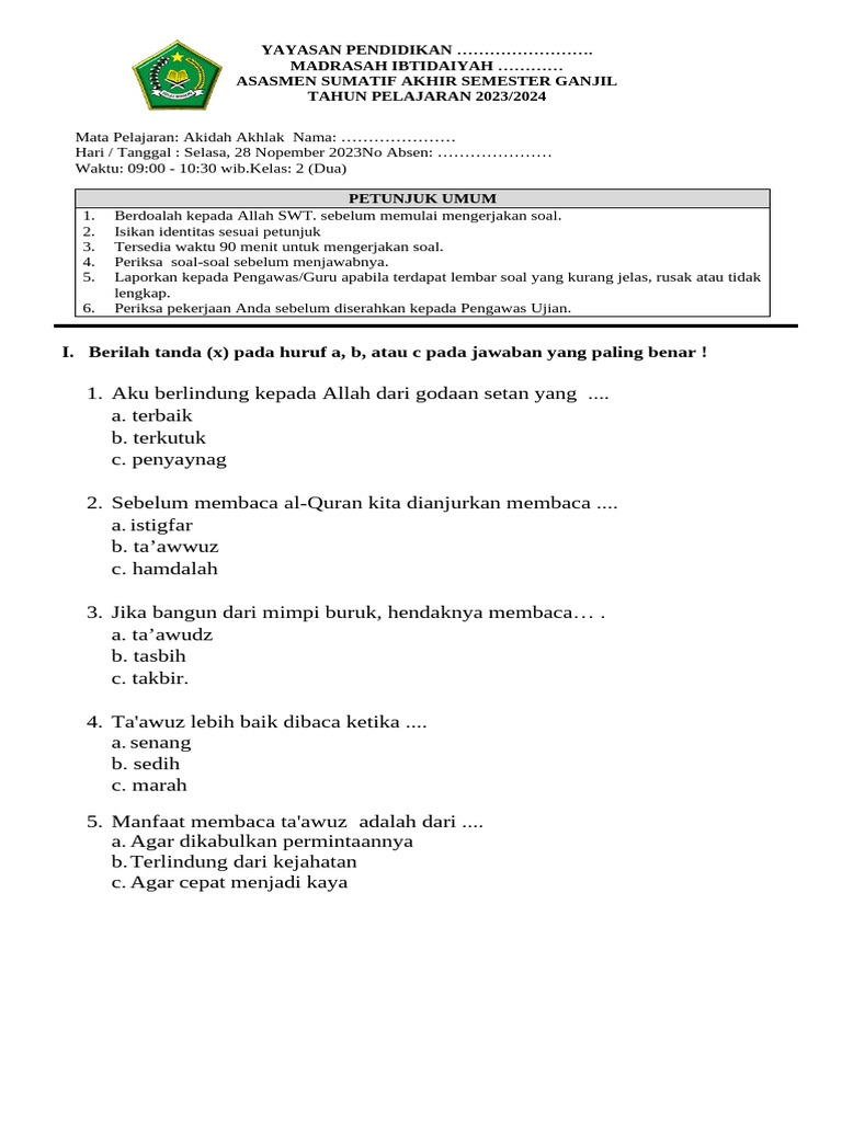 Akidah Akhlak Kelas 2 PDF
