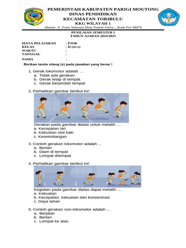 Soal PJOK Kelas 2 Semester 1 PDF Soal PJOK Kelas 2 Semester 1 PDF