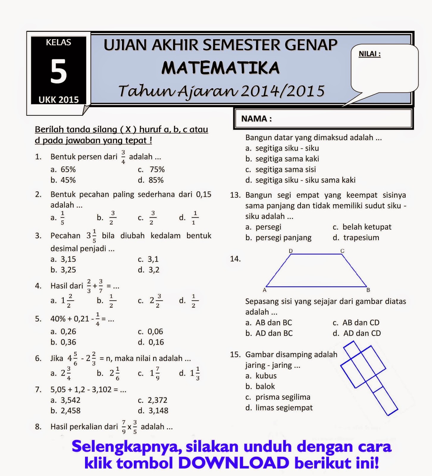 Materi Mtk Kelas 6 Semester 2 Dalchaebi