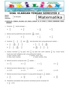 Soal Kelas 6 Semester 2 Matematika Dalchaebi