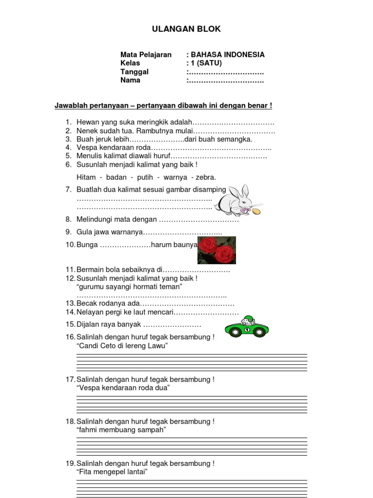 Soal Uts Bahasa Indonesia Kelas 5 Semester 2 Dalchaebi